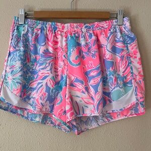 Lilly Pulitzer Luxletic Ocean Trail athletic run Shorts Medium Viva La Lilly